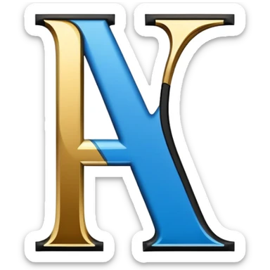 Bold Black-Blue-White-Gold Font Letter “N” sticker