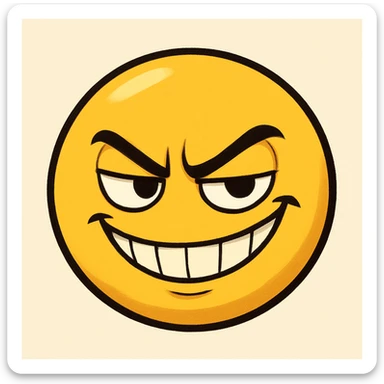yellow emoji with a mischievous grin expression sticker