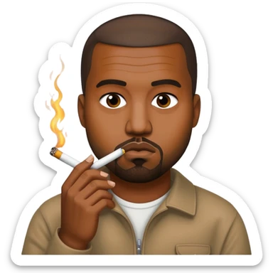 Kanye west with a cigarette  sticker