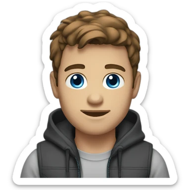young-brown-haired-man-with-gray-blue-eyes-dressed-in-a-gray-hoodie-and-black-vest sticker
