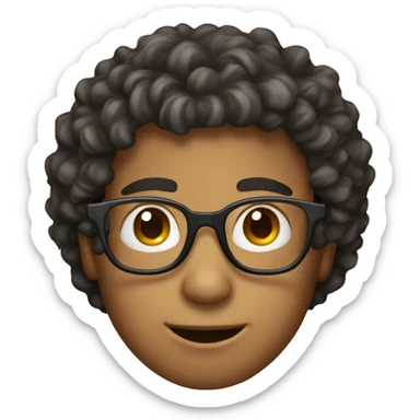 create an emoji that looks like a 15 year old boy from venezuela with curly hair and eyeglasses sticker