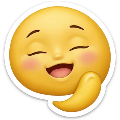 Yellow Emoji with closed eyes and biting lip, air humping full body sticker