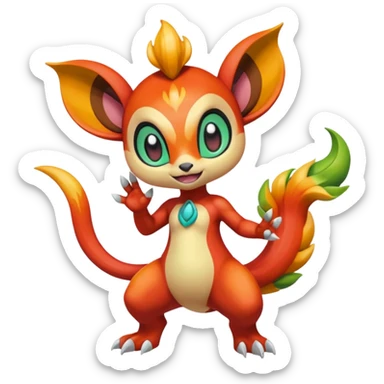 Colorful Exotic Meloetta-Chimchar-Virizion-Venom-Stitch-Fakémon-creature-hybrid sticker