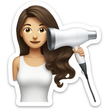 Brunette girl blow drying hair sticker