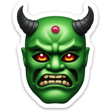 green ruby japanese oni mask sticker