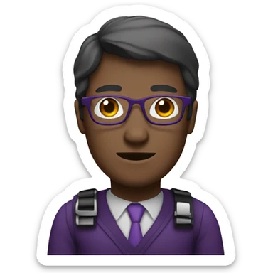 avatar with purpel colors for a man waring glasses  sticker