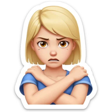  arms crossed holding neck angry girl sticker