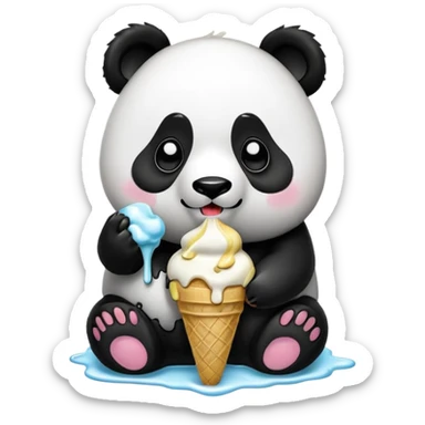 Panda eating ice cream sticker
