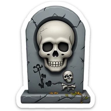 tombstone with a skull emoji sticker