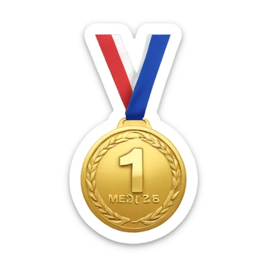 gold medal with number one on it sticker