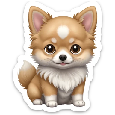 Pomeranian Chihuahua Puppy with a grey cat sticker