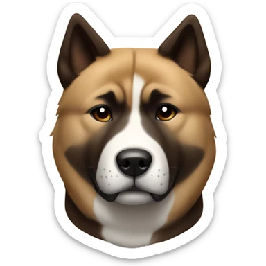Akita American brown and dark brown with white sticker
