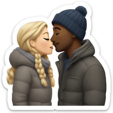 couple kissing outdoors in winter sticker