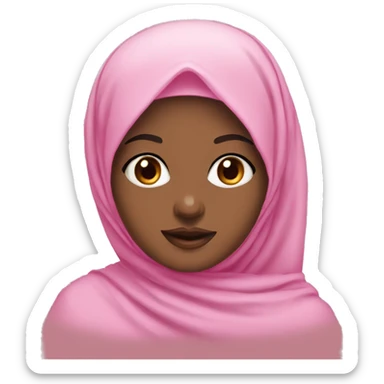 girl with brown eyes and pink lips wearing pink hijab  sticker