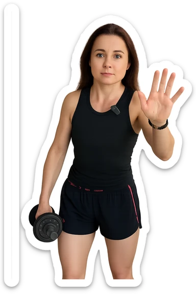 Allenamento ad alta intensità donna mentre fa pesi sticker