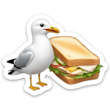 Two seagulls est and sharing sandwich  sticker