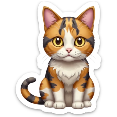 full body anxious looking colourful light calico tabby cat with hazel eyes sticker