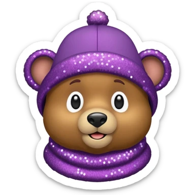 Urso adulto com boné roxo com glitter sticker