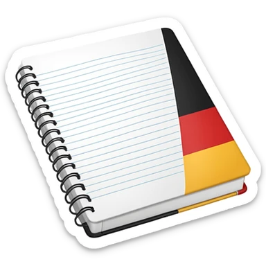 open notebook with German flag on the page sticker