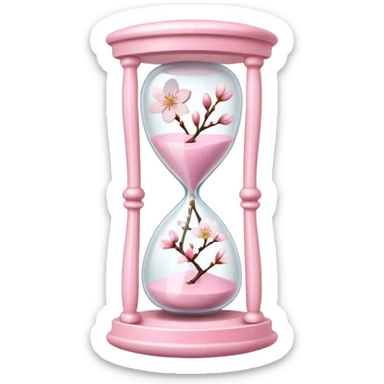 Pink pastel and white Cherry Blossom hourglass sticker