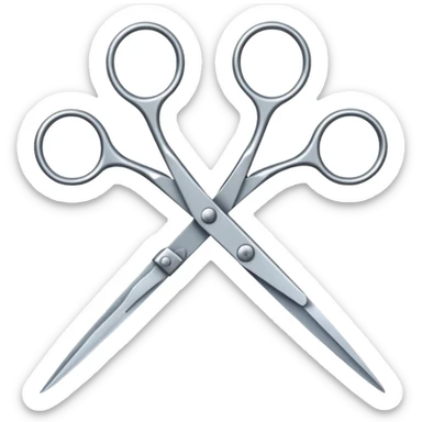 two scissors crossing each other , facing each other sticker