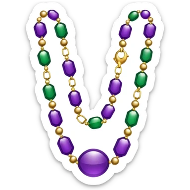 Mardi Gras purple, green and gold beads sticker