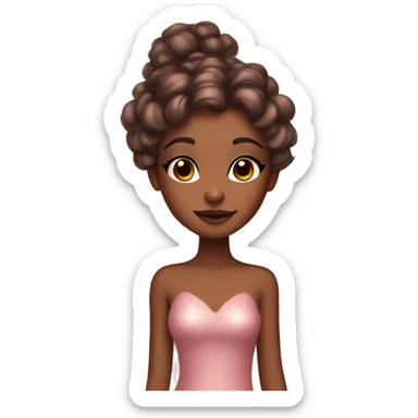Brown skin fairy with brown hair pink dress sparkly eyeshadow and long eyelashes sticker