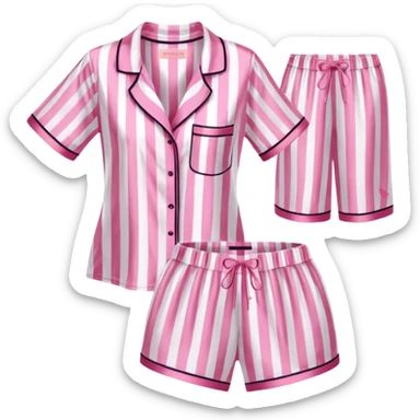 Striped pink and white silk Victoria’s Secret pajama set sticker