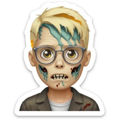 Zombie boy blonde with glasses pfp sticker
