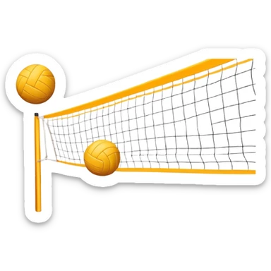 A close-up volleyball net with a ball hovering above it, set against the backdrop of a sandy volleyball court. The scene highlights the tension of an impending play, with the court lines clearly visible and a bright, sunny atmosphere surrounding the action. sticker