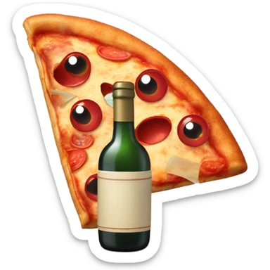 Pizza drinking a bottle of wine sticker
