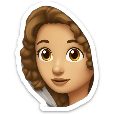 Fille arabe cheveux bouclés qui arrivent aux épaules front un peu grand yeux marron sticker