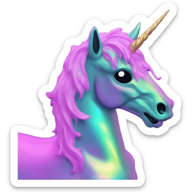 Vaporwave black holographic oilslick zombie unicorn  sticker