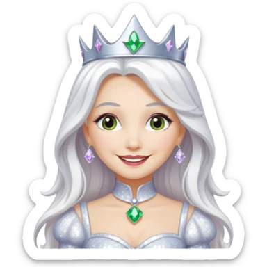 The Good Witch from Oz with long white hair, white sequin outfit sticker