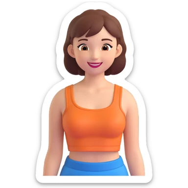 girl in a crop top, smiling, simple background sticker