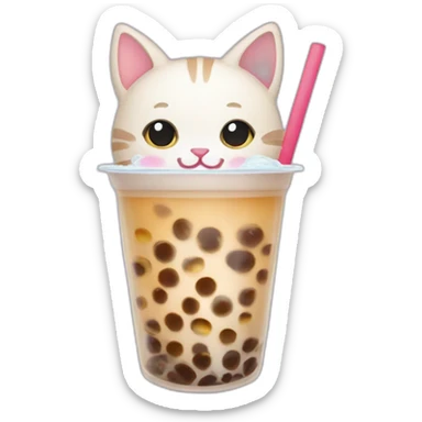cat bubble tea sticker