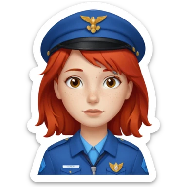 scout girl with blue scout uniform, red  haired sticker