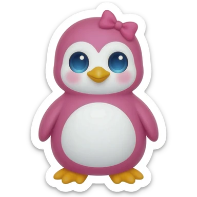 Cute pink penguin with a small pink bow on its head sticker