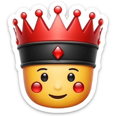 2D emoji of a black crown with random glowing red stripes sticker