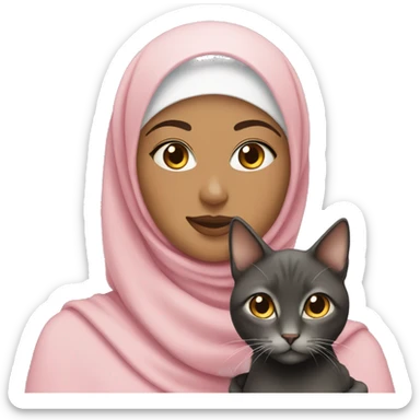 pretty woman with hijab holding a cat sticker