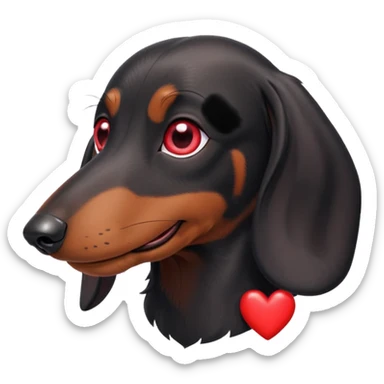 I want the face of a black dachshund with hearts around its head. sticker