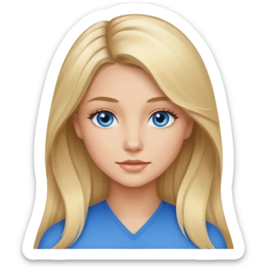 Blonde  balayage long hair Like Rapunzel women blue eyes  sticker