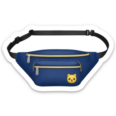 navy blue fanny pack with a small front pocket sticker
