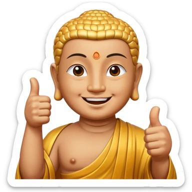 Buddha smiles and gives a thumbs up sticker