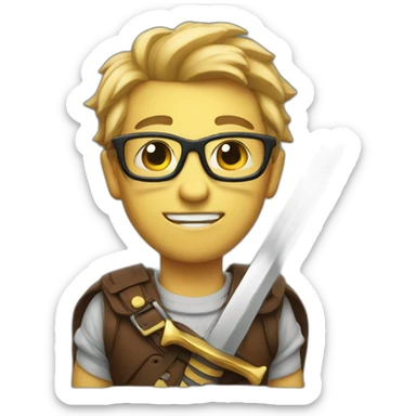 nerd face with sword sticker
