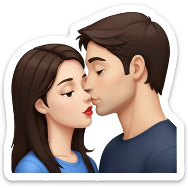 kiss-kiss brunette girl brunette man sticker
