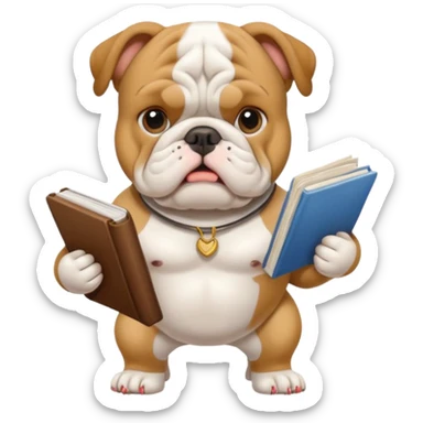bulldog with a guidebook, English theme sticker