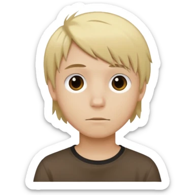 boy with blonde hair emo and brown shirt sticker