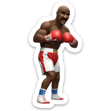 Evander Holyfield in boxing trunks throwing a haymaker sticker
