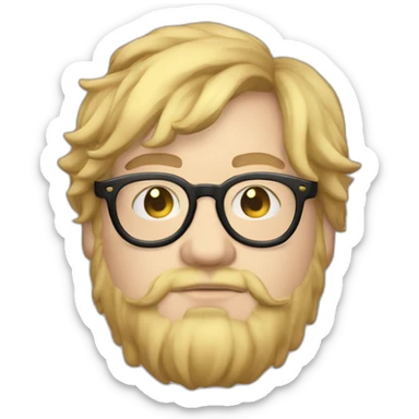 Chubby non binary Big lebowsky round glasses mid-lenght blond hair chaotic res beard vaporizer sticker